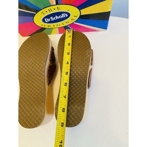 Dr Scholls Women Size 6 M Wood Exercise Clog Sandal Brown Leather Slide Shoe New - Picture 10 of 11